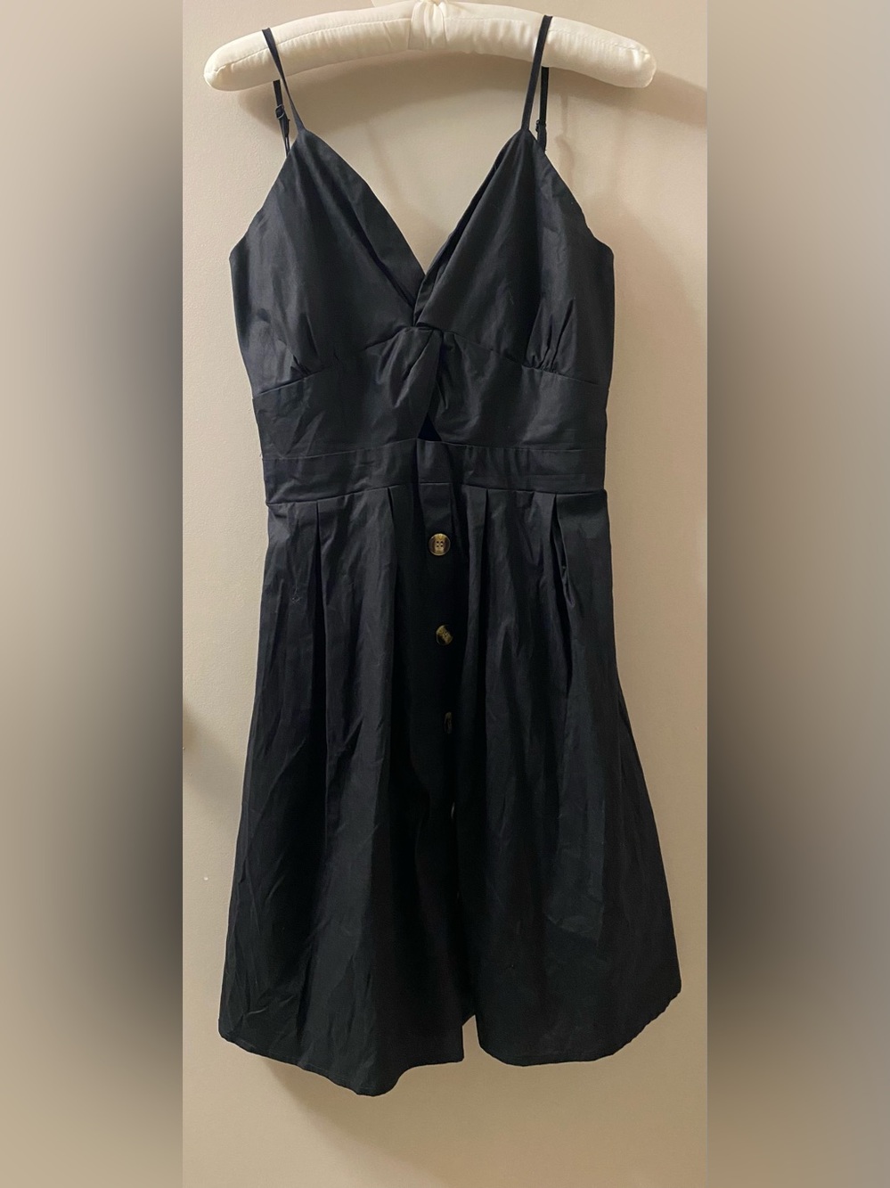 Revamped Black Keyhole Cotton Dress